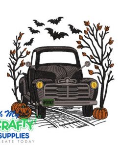 Halloween Truck Embroidery Design