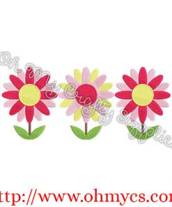 Spring Flowers Trio Solid Stitch Embroidery Design