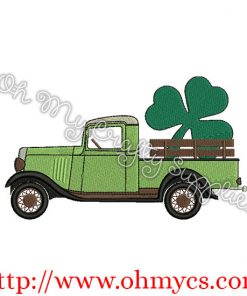 Vintage St. Patrick's Day Truck Embroidery Design