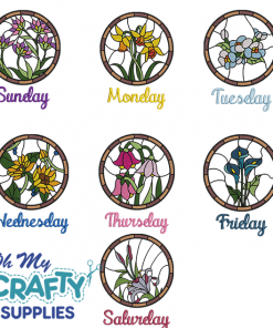 Floral Week Stained Glass Set Embroidery Design