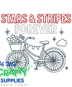 Stars and Stripes Bike Embroidery Design