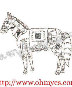 Steam Punk Horse Embroidery Design