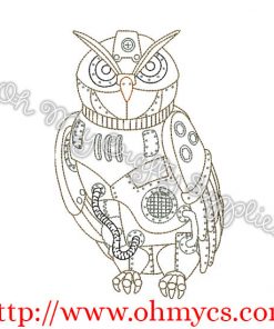 Steam Punk Owl Embroidery Design