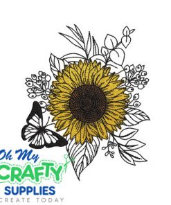Sunflower Butterfly 812 Embroidery Design