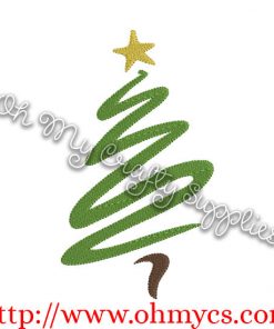 Swirly Christmas Tree Embroidery Design