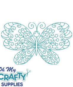 Swirly Line art Butterfly Embroidery Design