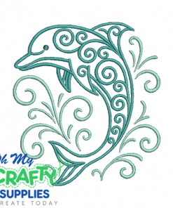 Tidal Swirl Dolphin Embroidery Design