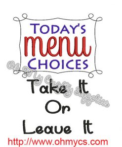 Today's Menu Embroidery Design