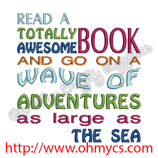 Totally Awesome Book Embroidery Design