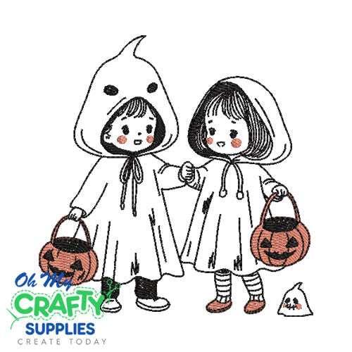 Trick or Treat Kids Embroidery Design