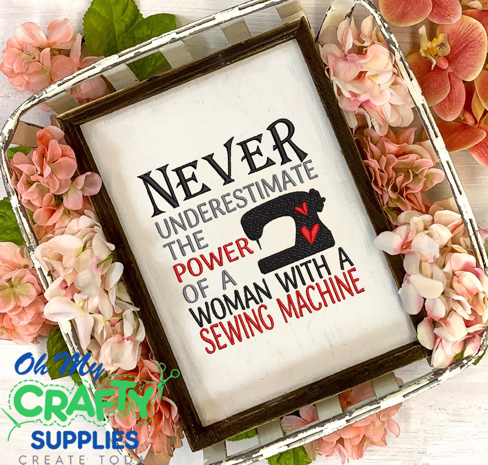 Underestimate Woman Sewing Embroidery Design