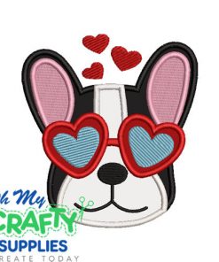 Valentine Boston Terrier Applique Embroidery Design
