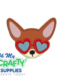 Valentine Chihuahua Applique Embroidery Design