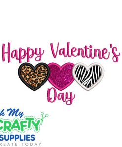 Valentine's Day Trio Heart Applique Embroidery Design