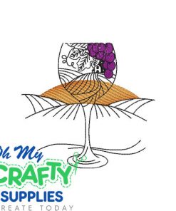 Vineyard Wine Glass  Embroidery Design
