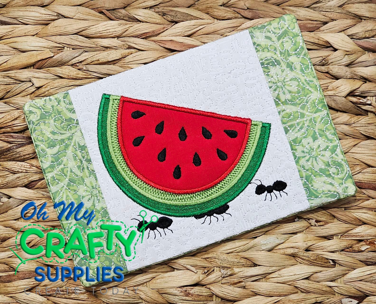 Watermelon Ant Mug Rug Embroidery Design (MAD)