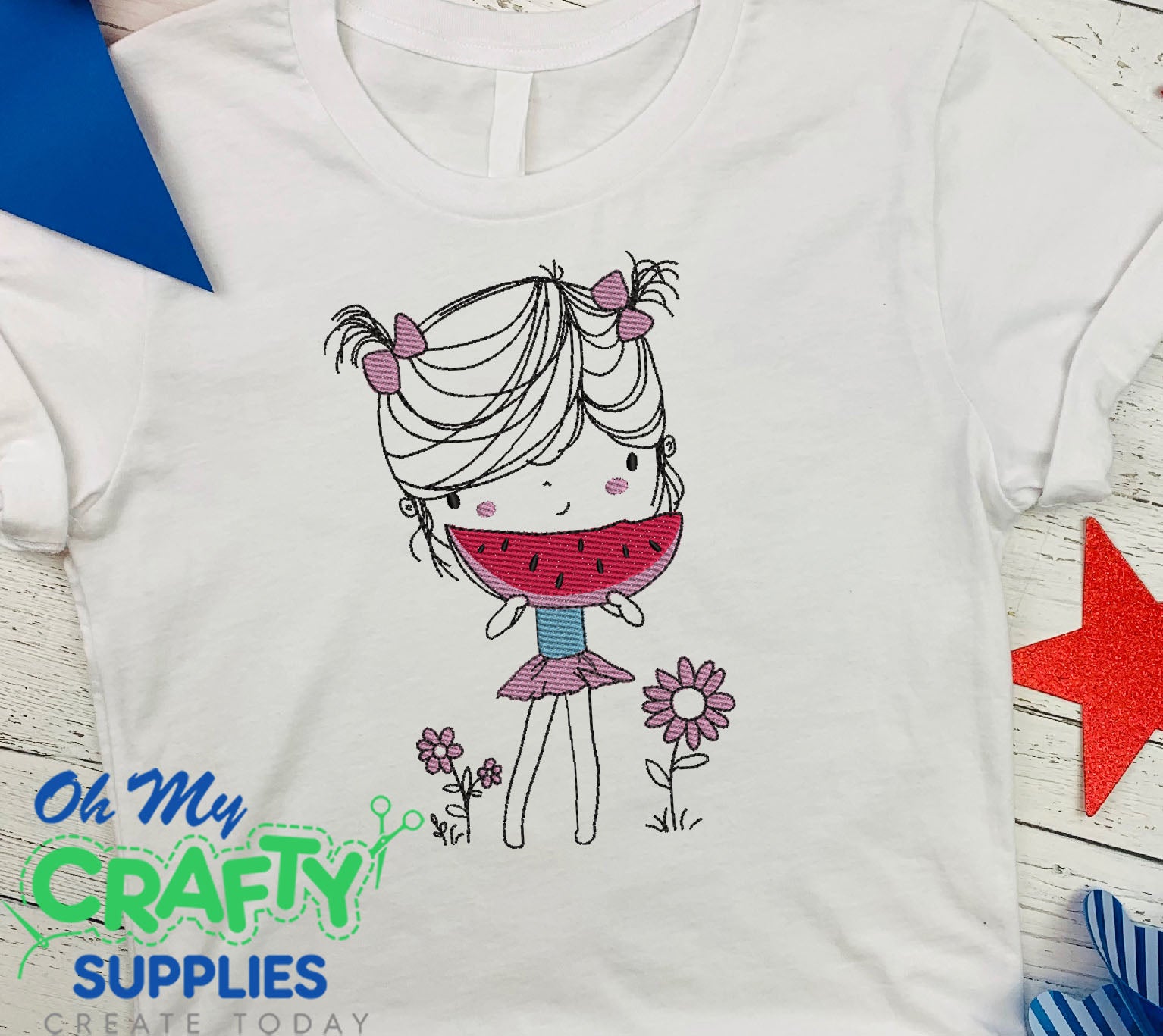 Watermelon Girl Embroidery Design