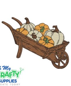 Wheelbarrow Pumpkin Sketch 84 Embroidery Design