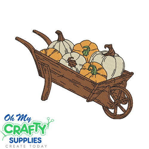 Wheelbarrow Pumpkin Sketch 84 Embroidery Design