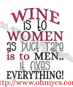 Wine and Duct Tape Embroidery Design