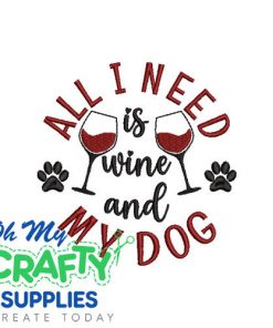 Wine and My Dog 722 Embroidery Design