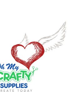 Wing Heart Embroidery Design