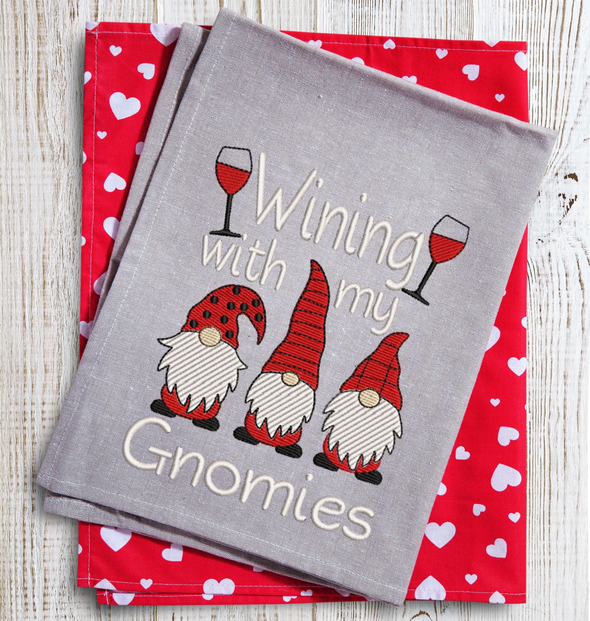 Wining with my Gnomies Embroidery Design