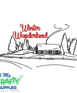 Winter Wonderland Cabin Embroidery Design
