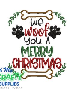 Woof you Christmas Embroidery Design