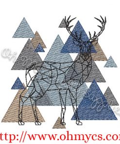 Abstract Deer Embroidery Design