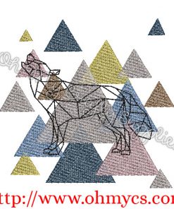 Abstract Howling Wolf Embroidery Design