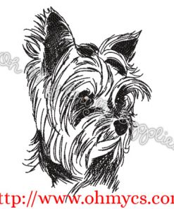 Adorable Yorkie Sketch Embroidery Design