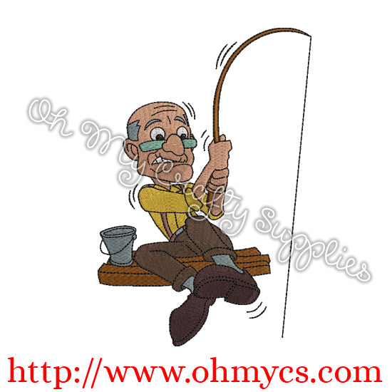 Albert Fishing Embroidery Design