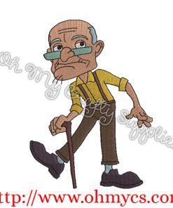 Albert Walking with his cane Embroidery Design