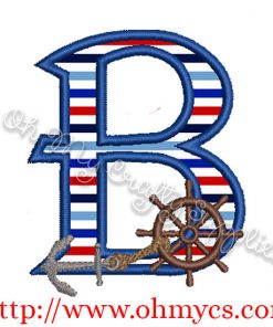 B Algerian Anchor Letter Applique Design