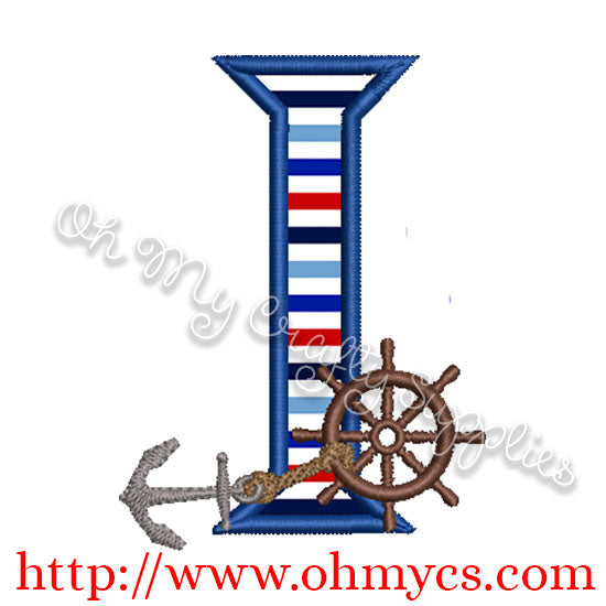 I Algerian Anchor Letter Applique Design