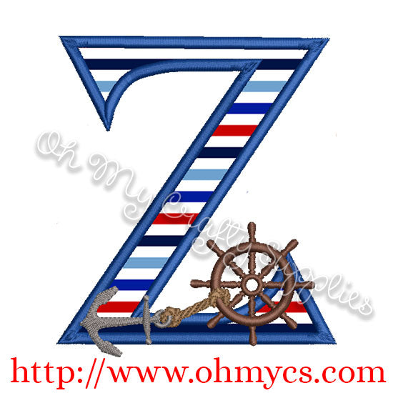 Z Algerian Anchor Letter Applique Design