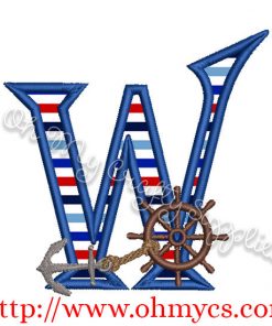 W Algerian Anchor Letter Applique Design