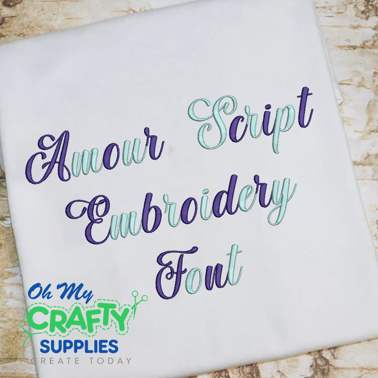 Amour Script Embroidery Font (BX Included) (FM)