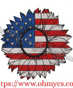 Watercolor American Sunflower Embroidery Design