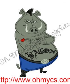 Baconator Pig Applique Design
