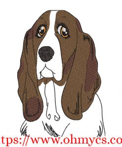 Bassett with Color Sketch Embroidery Design