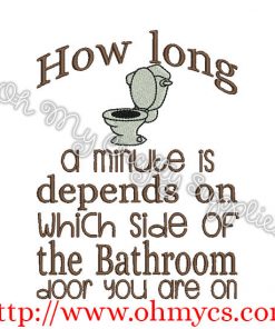 Bathroom Minute Embroidery Design