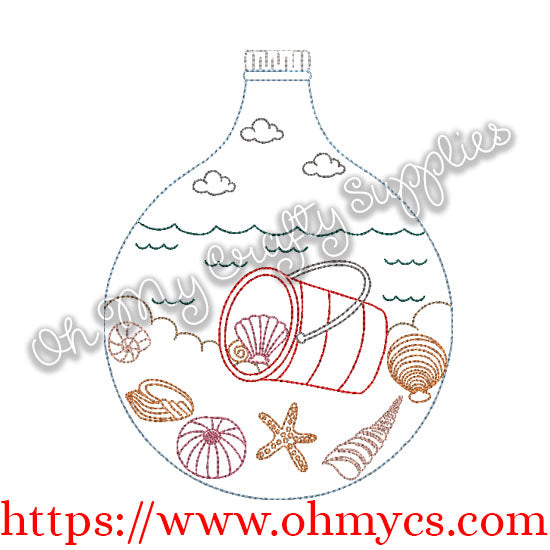 Beach in a Bottle Embroidery Design
