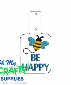 Be Happy Key Fob Embroidery Design (KFC)