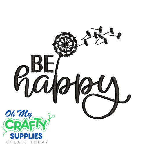 Be Happy Dandelion Embroidery Design