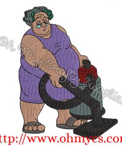 Bertha Vacuuming Embroidery Design