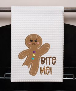 Bite Me Gingerbread Man Embroidery Design