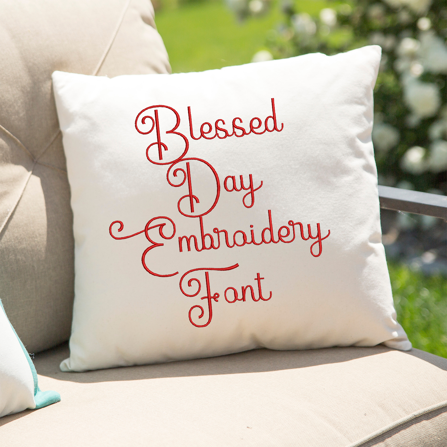 Blessed Day Embroidery Font (BX Included)