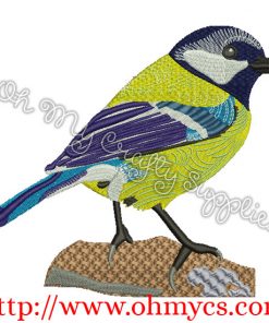 Blue and Yellow Bird Embroidery Design